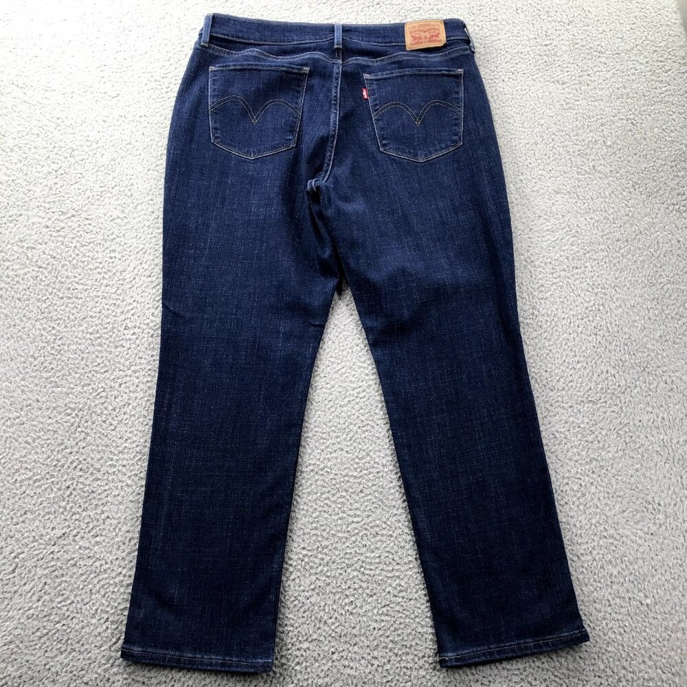 LEVIS Womens Size 32‎ Classic Straight Leg Dark Wash Stretch Denim Jeans 32x27